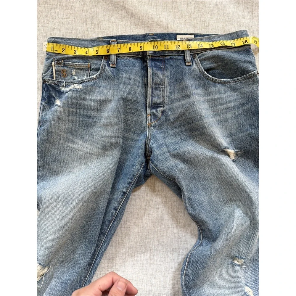 Todd Snyder Selvedge Jeans 34X32 Japanese Denim Button Fly Wash Distressed